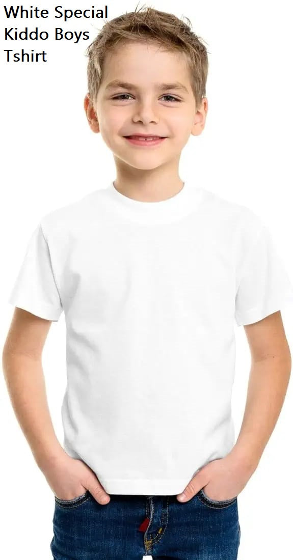 White Special Kiddo Cotton Biowashed Boys Tshirt Wholesaler