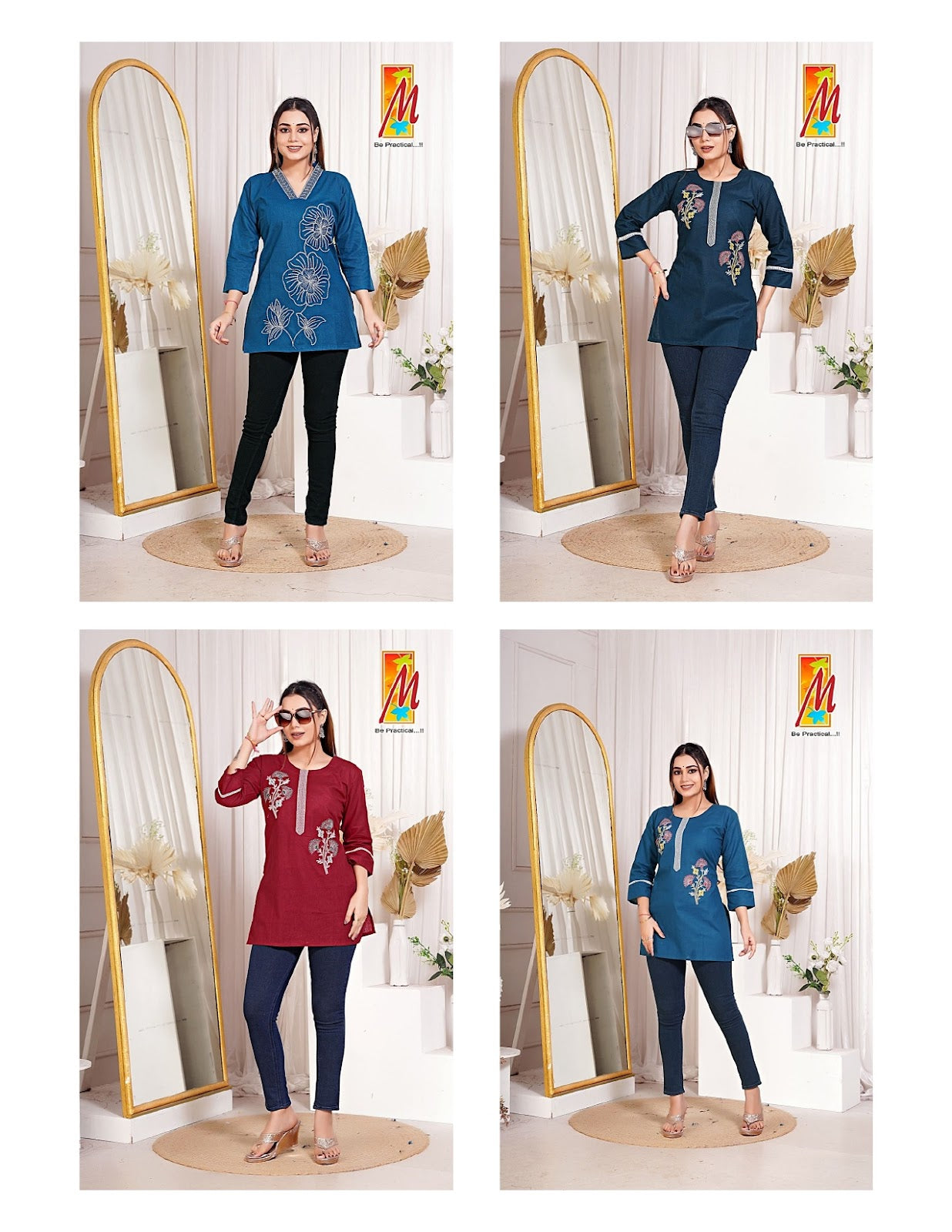 White Thread 1010 Master Cotton Short Kurtis Wholesale Rate