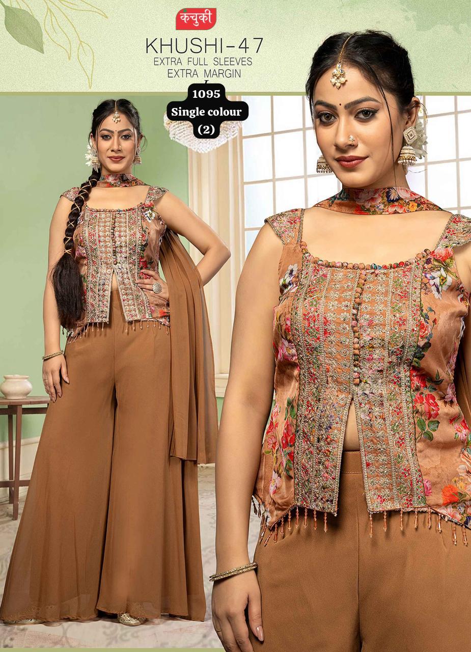 Wholesale Kachuki-47 Palazzo Suit Set | Floral Embroidered Women's Ethnic Wear | Bulk Supplier