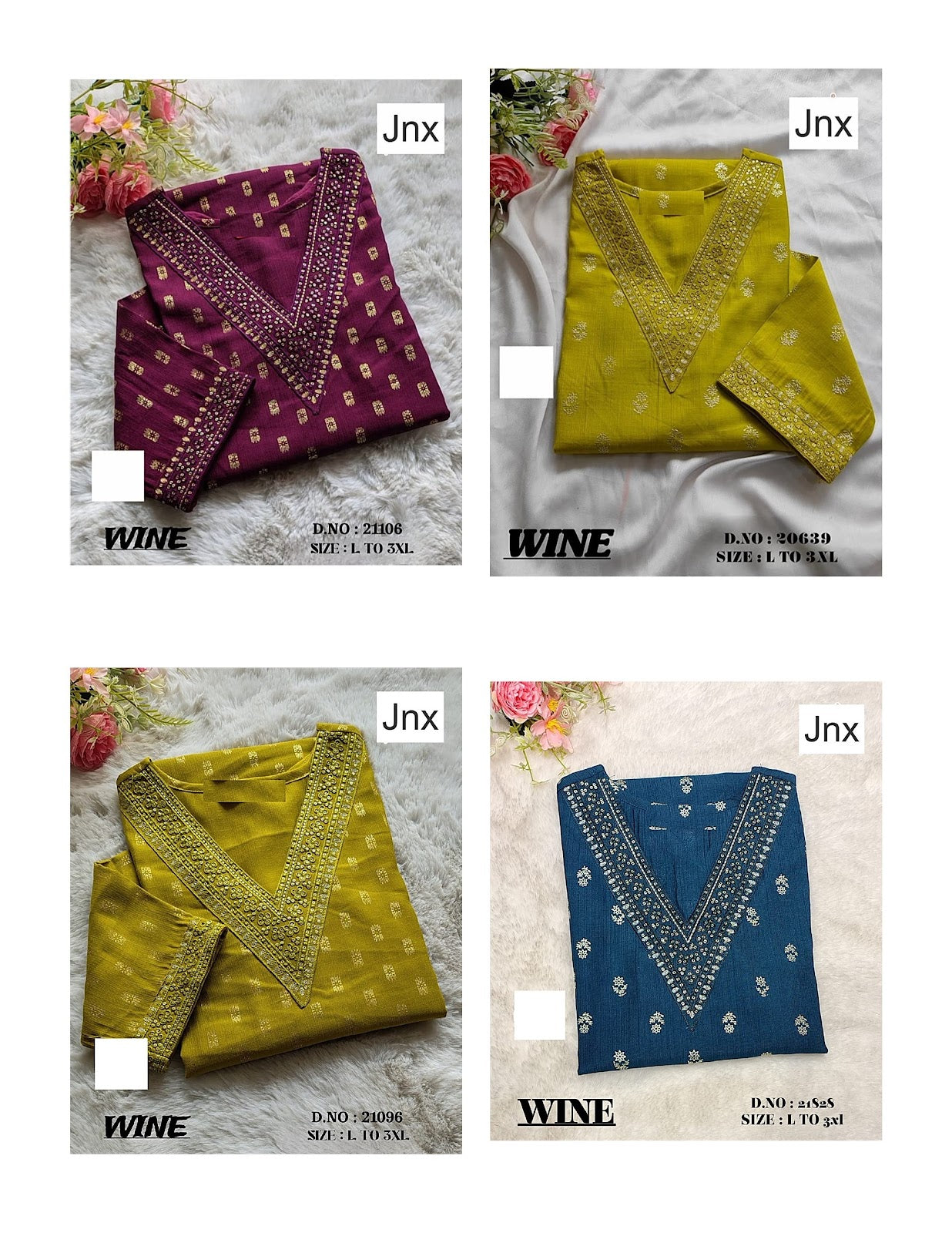 Wine Jnx Straight Cut Kurtis Wholesaler India