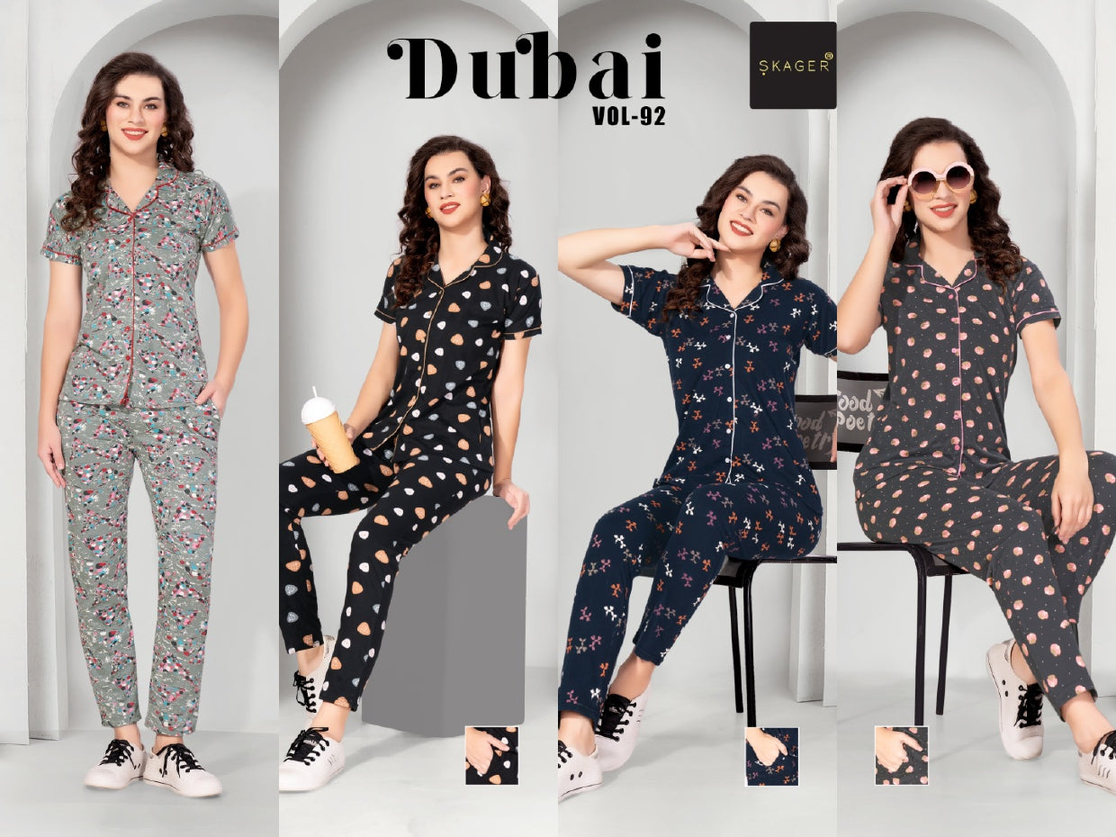 With Pocket Dubai Vol 92 Skager Hosiery Cotton Collar Night Suits Wholesale Price