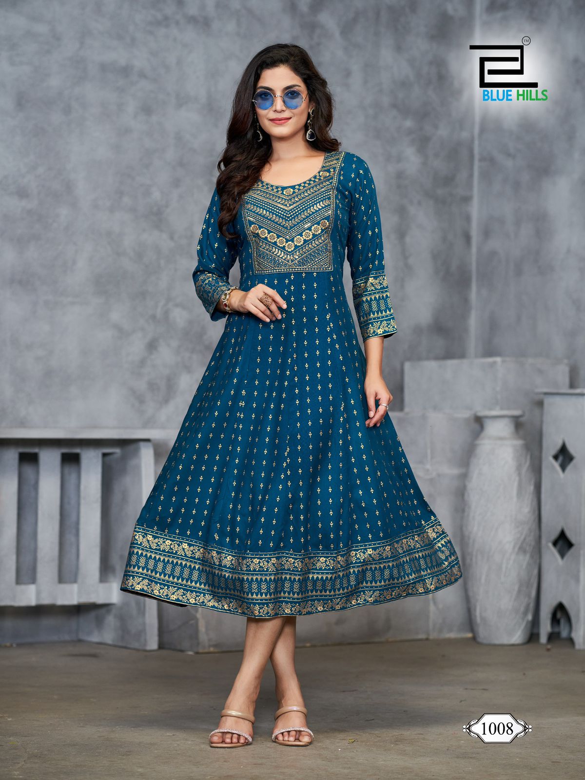 Womaniya Plus Vol 1 Blue Hills Rayon 14Kg Anarkali Kurtis Exporter
