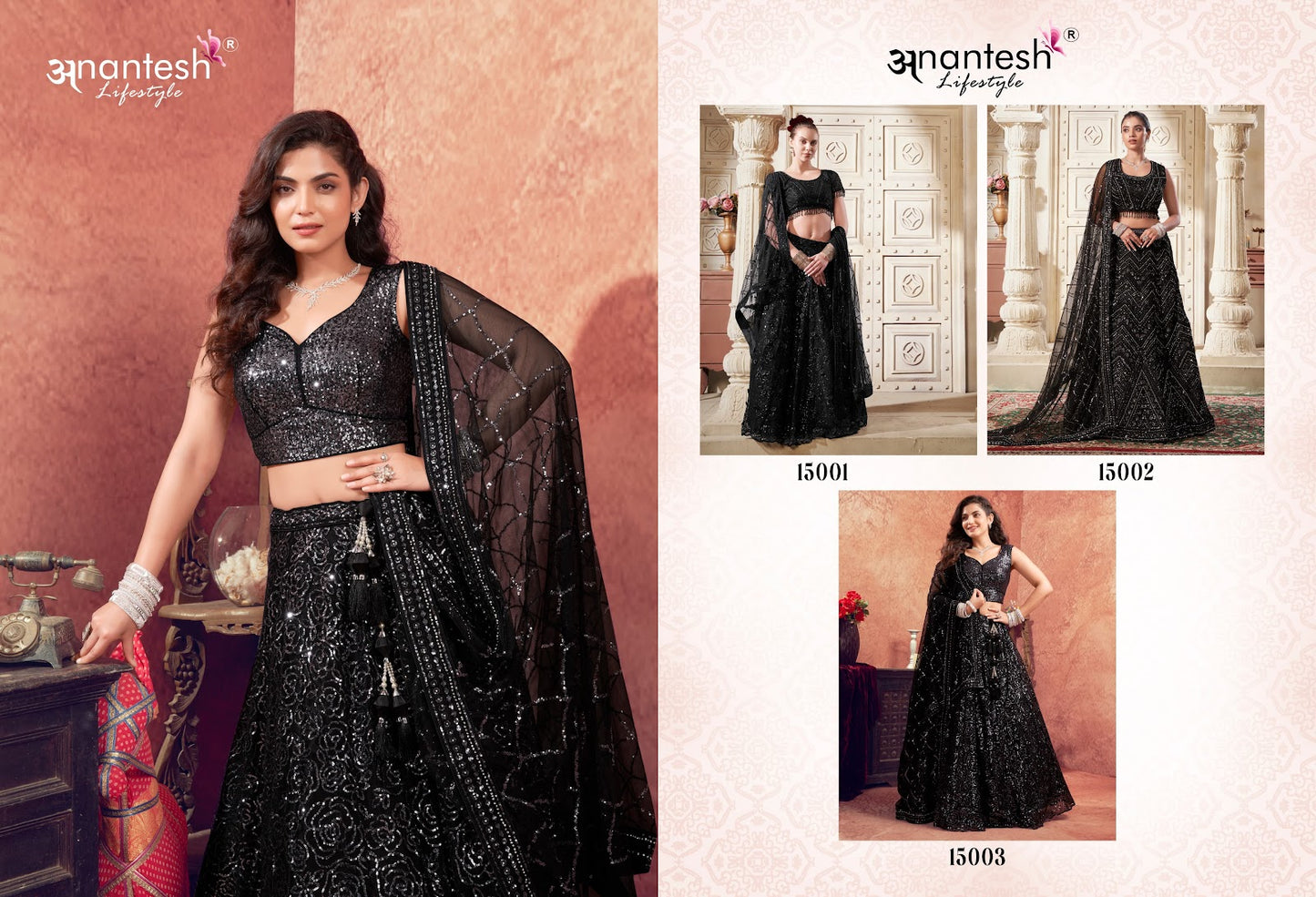 Women In Black 15001-15003 Anantesh Net Readymade Lehenga Choli Manufacturer Gujarat