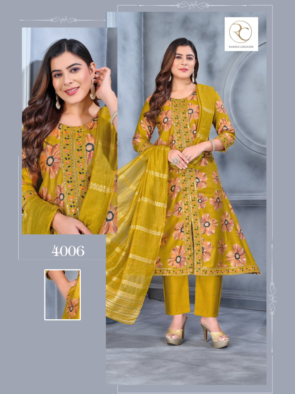 Wonderlady Ramdev Creation Vertigan Readymade Pant Style Suits Manufacturer India