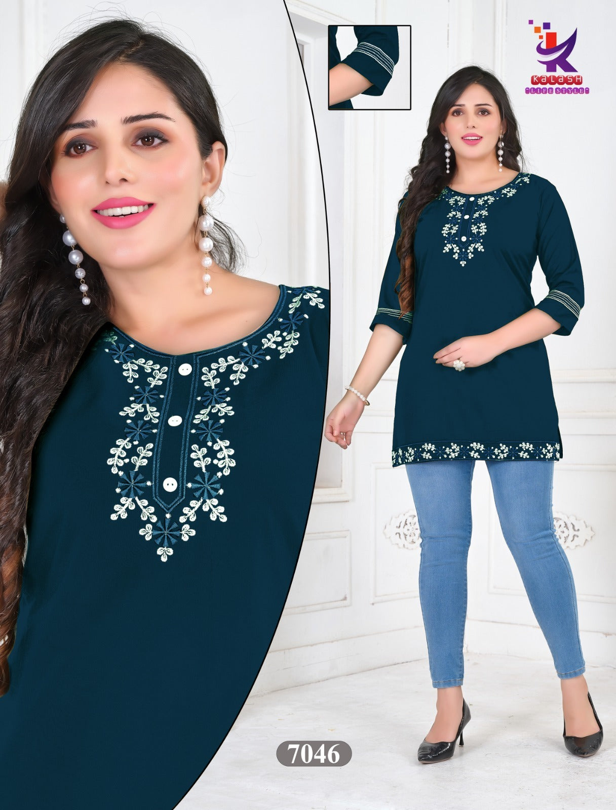Wow Girl 4 Mlm Kalash Lifestyle Rayon 22Kg Short Kurtis Exporter Gujarat