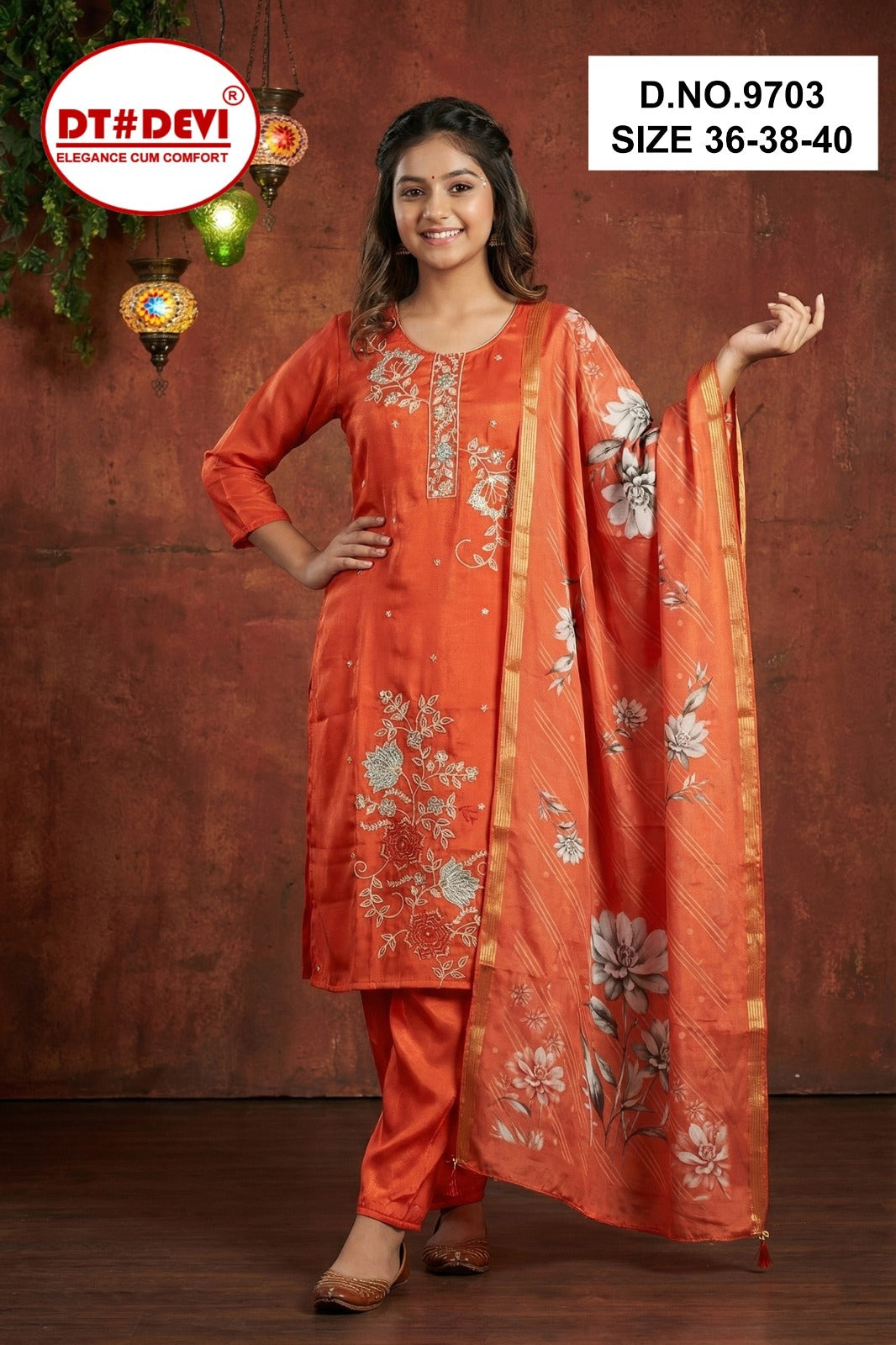 Yalinaa 2 Dn 9703 Dt Devi Roman Girls Readymade Pant Suits Exporter