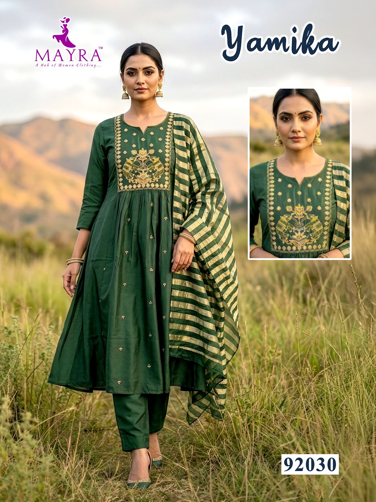 Yamika Mayra Chanderi Readymade Anarkali Suits Wholesaler