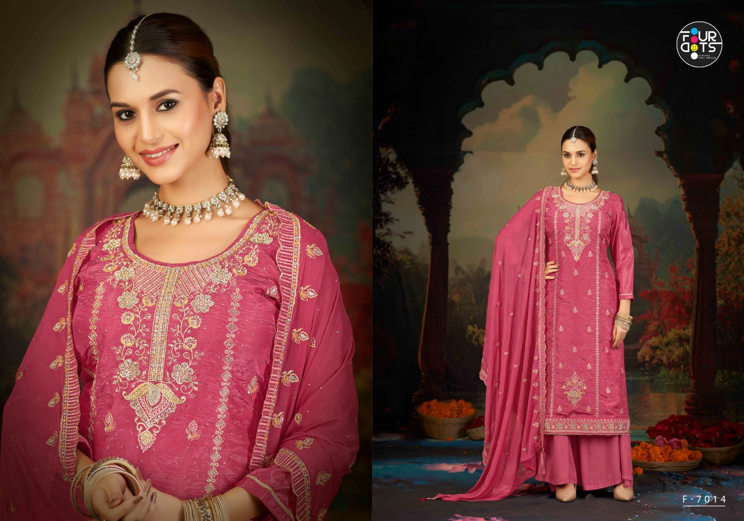 Yamuna Four Dots Organza Pant Style Suits Manufacturer Ahmedabad