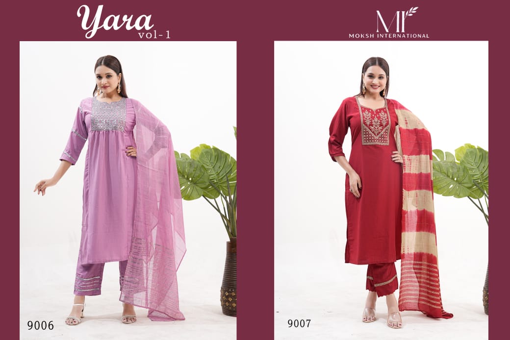 Yara Vol 1 9006-9007 Moksh Silk Readymade Suits Exporter