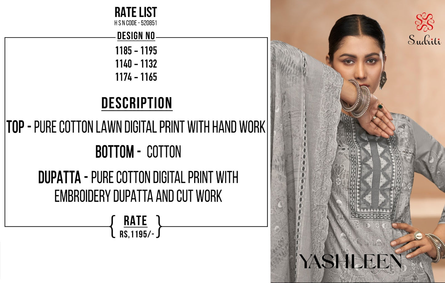 Yashleen Sudriti Sahiba Pure Cotton Plazzo Style Suits Wholesaler Gujarat