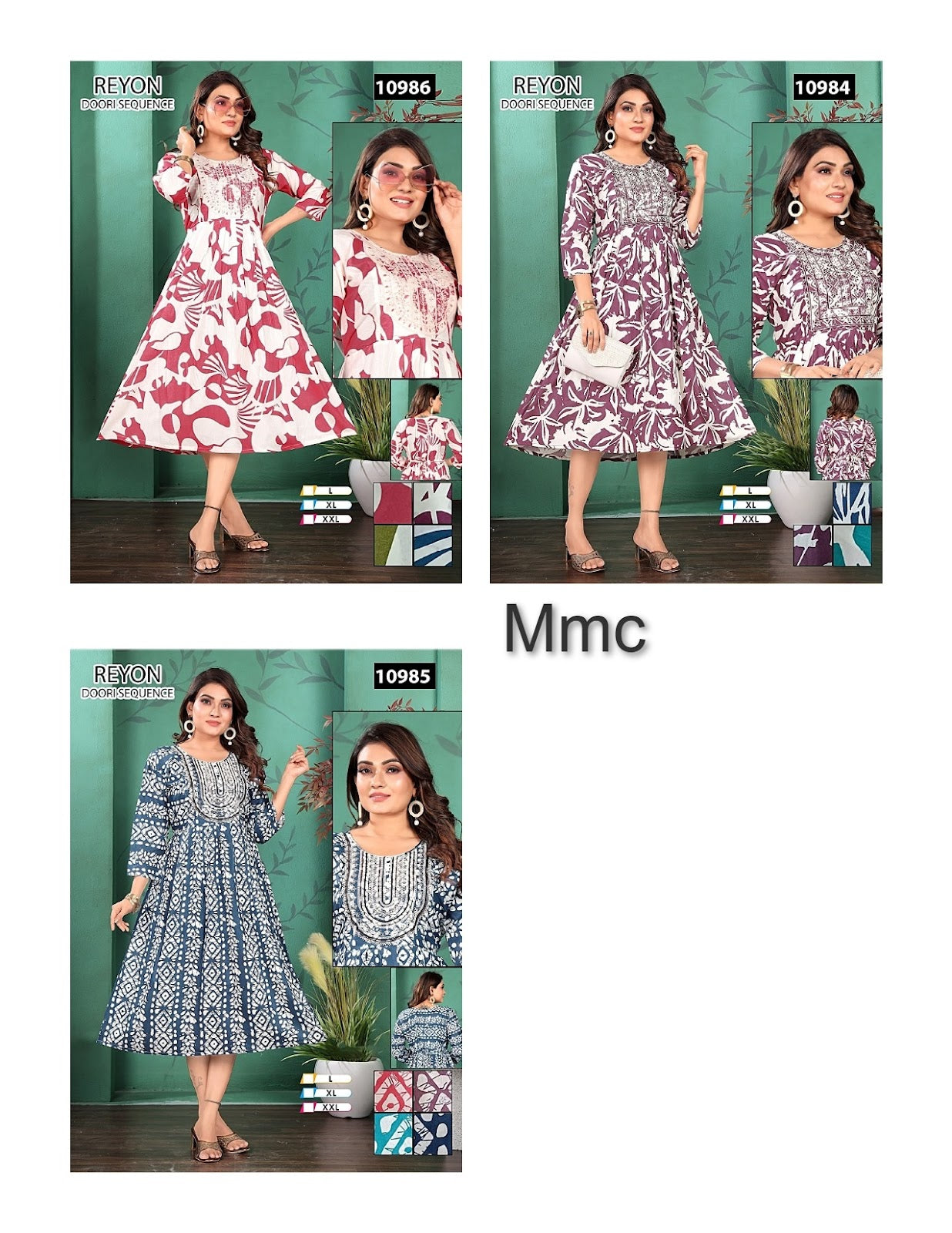 Yoke Design 1108 Mmc Reyon Anarkali Kurtis Supplier Gujarat