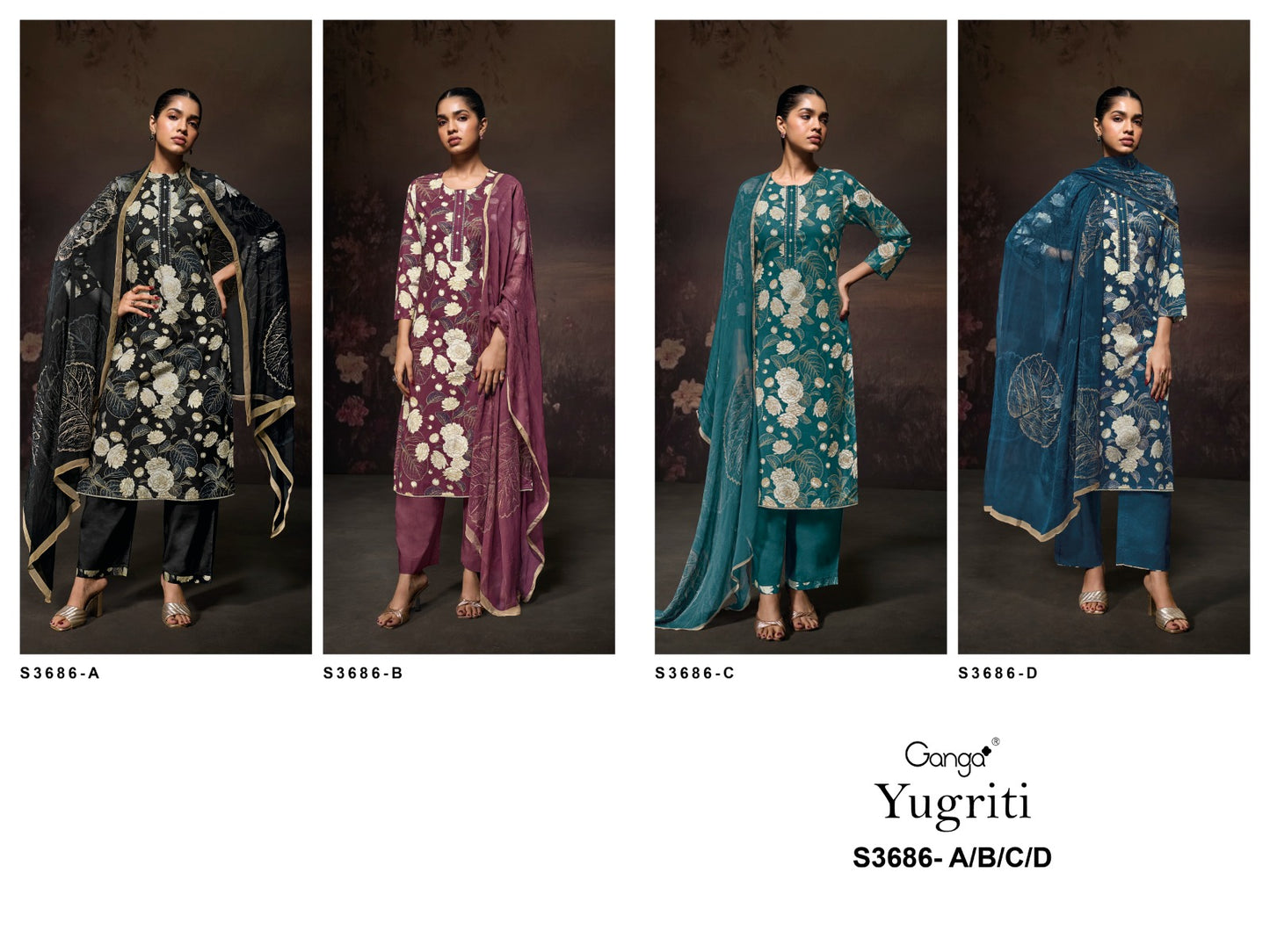 Yugriti 3686 Ganga Premium Cotton Pant Style Suits Manufacturer Ahmedabad