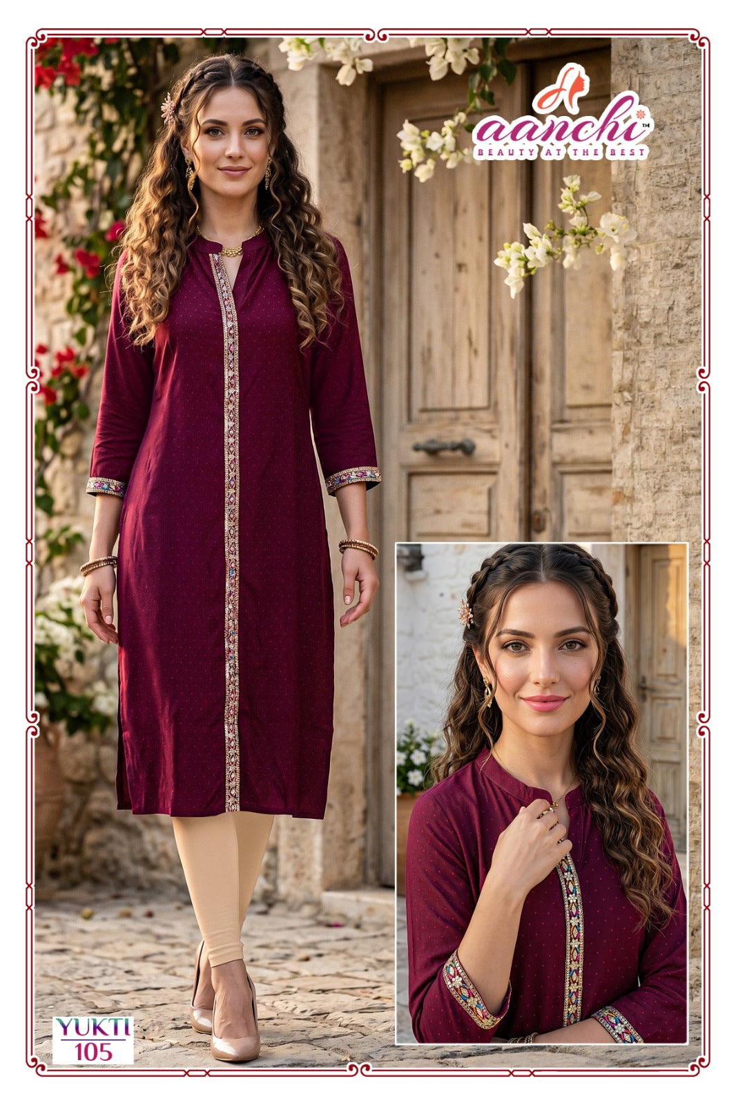 Yukti Aanchi Rangila Silk Straight Cut Kurtis Manufacturer Ahmedabad