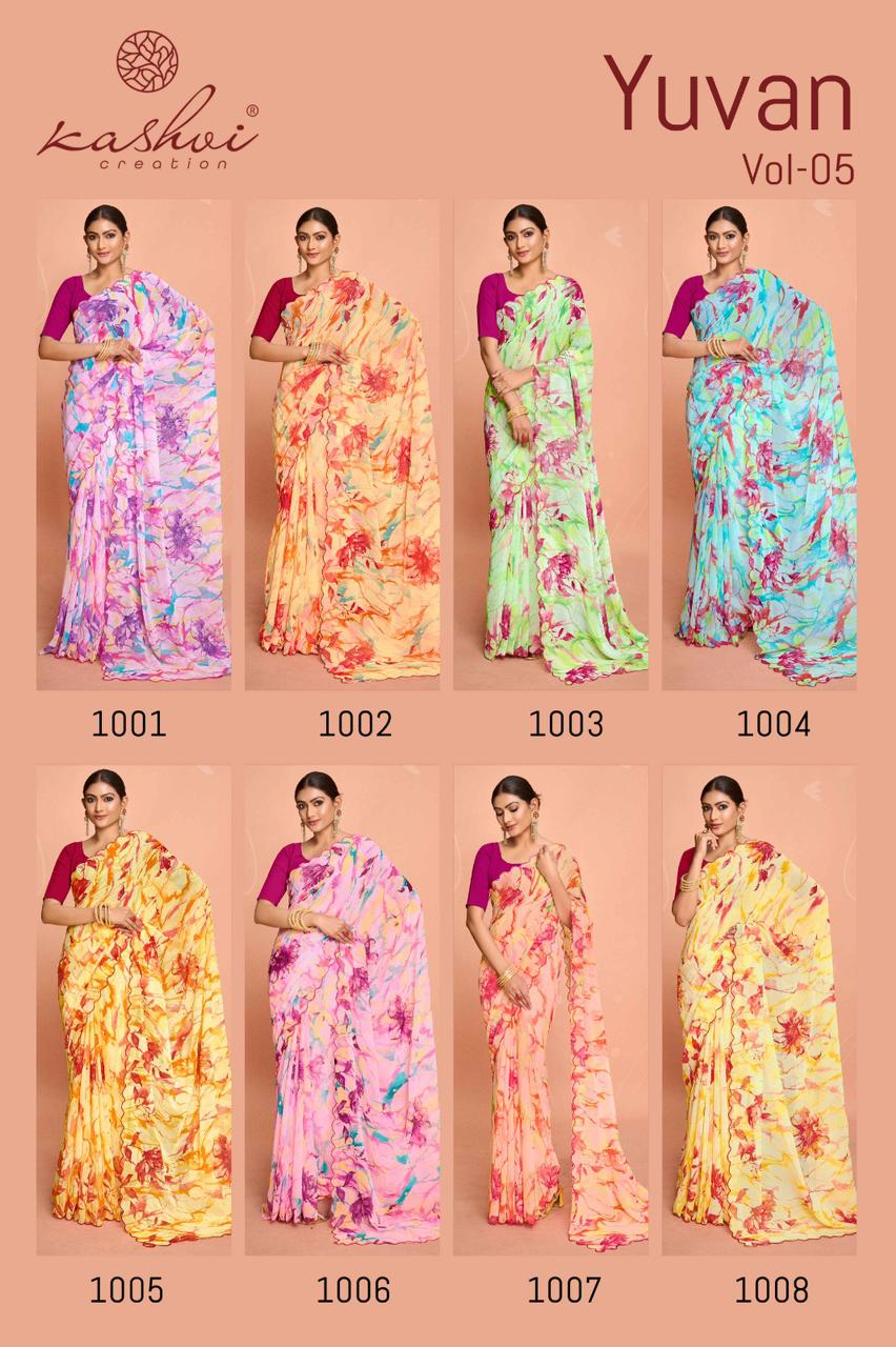 Yuvan Vol 5 Kashvi Creation Georgette Sarees