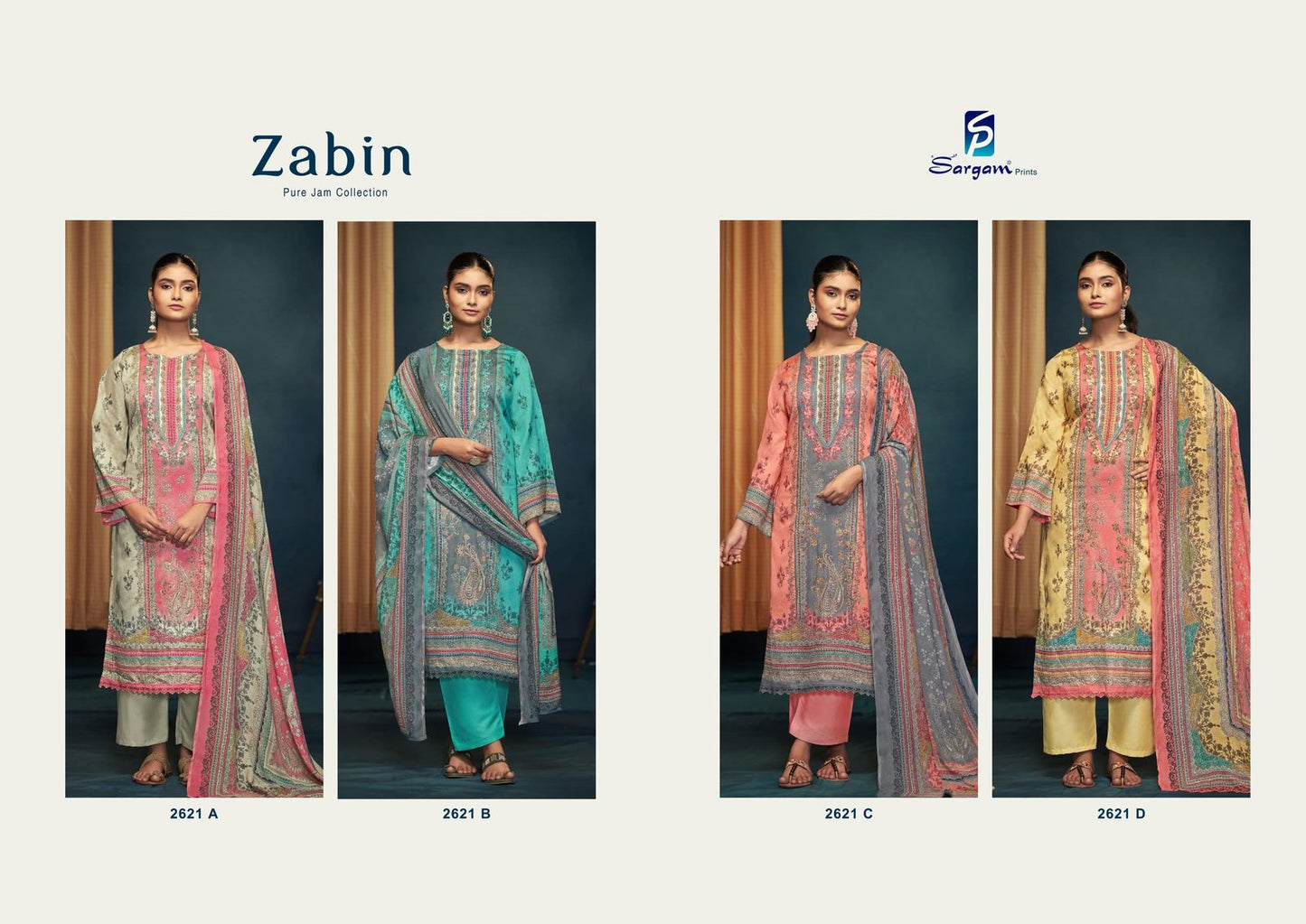 Zabin Sangam Prints Pure Jam Pakistani Salwar Suits Wholesaler