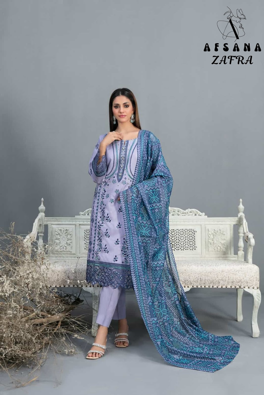 Zafra Afsana Roman Readymade Pant Style Suits
