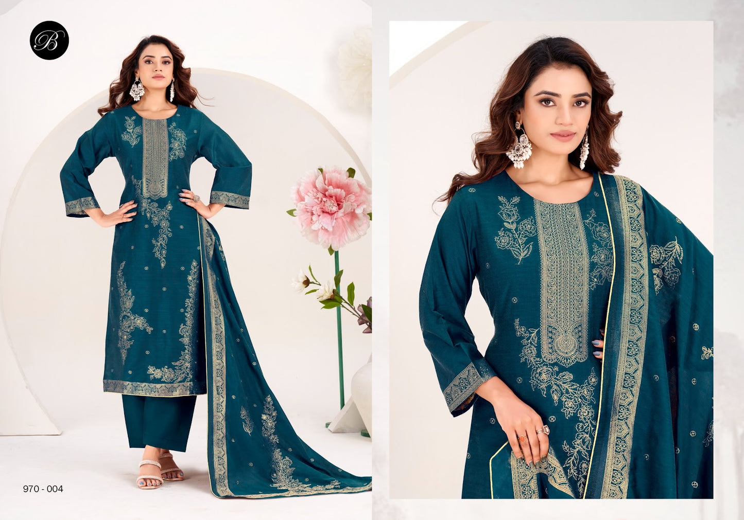 Zahida Belliza Designer Studio Cotton Jacquard Karachi Salwar Suits Wholesale Price