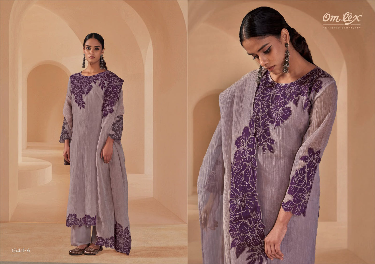 Zahira Omtex Crush Pant Style Suits Exporter India