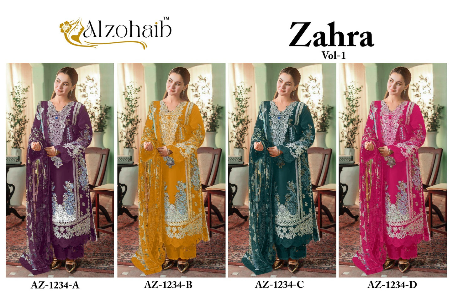 Zahra Vol 1 Dn 1234 Al Zohaib Cotton Karachi Salwar Suits Manufacturer Gujarat