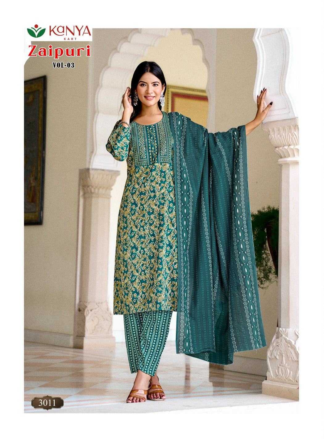 Zaipuri Vol 3 Kanya Kart Cotton Readymade Pant Style Suits Exporter Gujarat