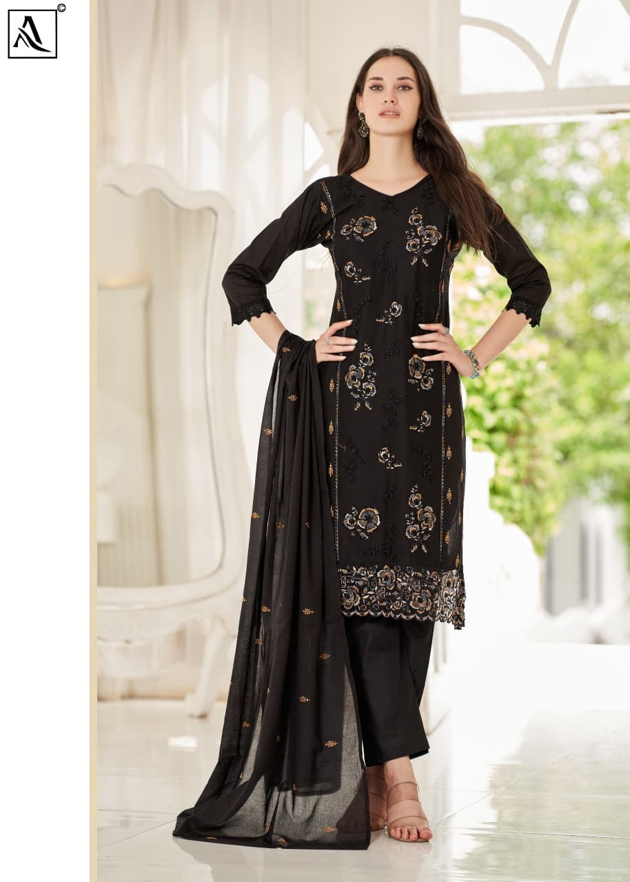 Zar-Douzi Black Special Alok Cambric Karachi Salwar Suits Manufacturer Gujarat