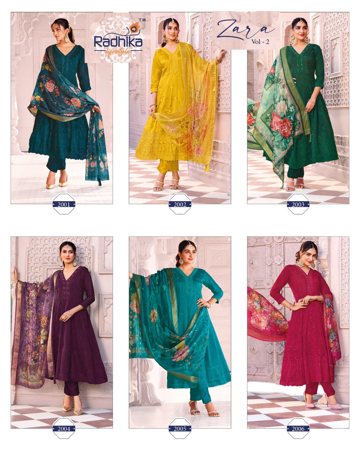 Zara Vol 2 Radhika Fashion Vichitra Silk Readymade Suits Wholesaler