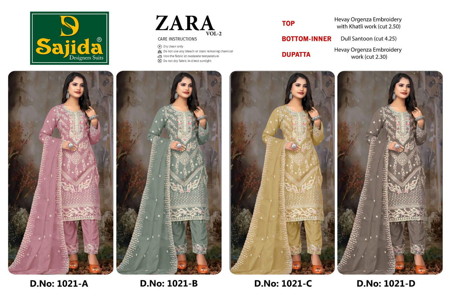 Zara Vol 2 Sajida Organza Pakistani Salwar Suits Manufacturer