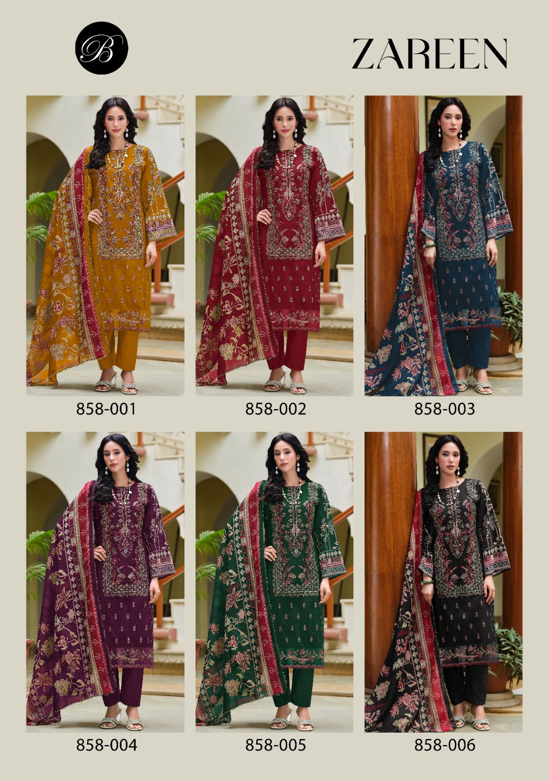 Zareen Belliza Designer Studio Cotton Karachi Readymade Suits Supplier Ahmedabad