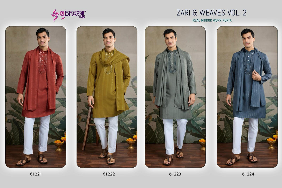 Zari And Weaves Vol 2 With Dupatta Shubhvastra Pure Viscose Mens Kurta Exporter