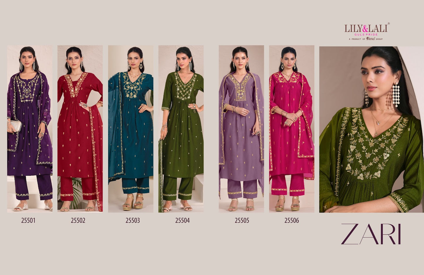 Zari Lily Lali Viscose Readymade Suits Exporter India