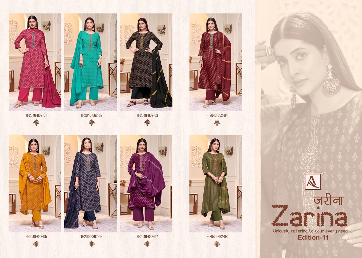Zarina Edition 11 Alok Pure Viscose Karachi Salwar Suits Wholesaler India