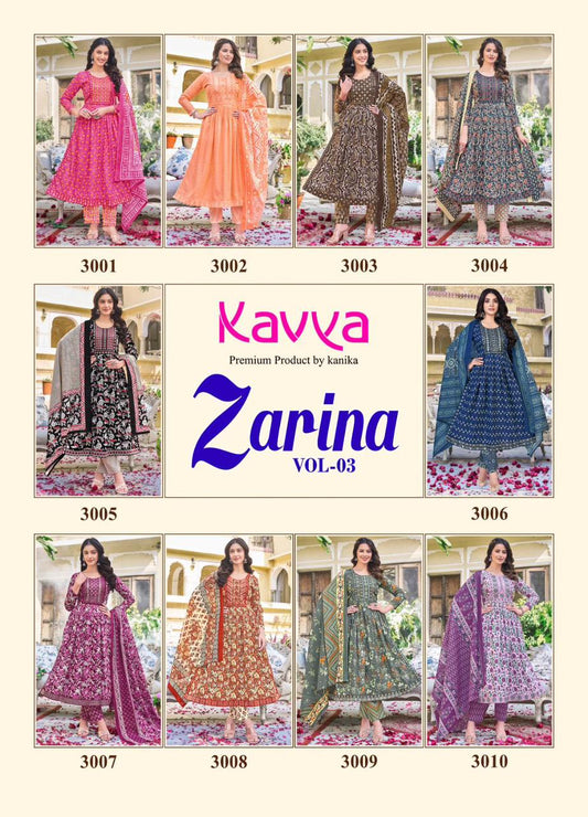Zarina Vol 3 Kavya Cambric Cotton Readymade Pant Style Suits