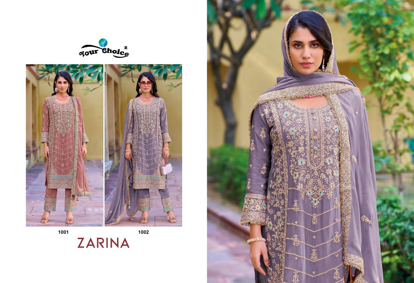 Zarina Your Choice Chinon Pakistani Readymade Suits Supplier Gujarat