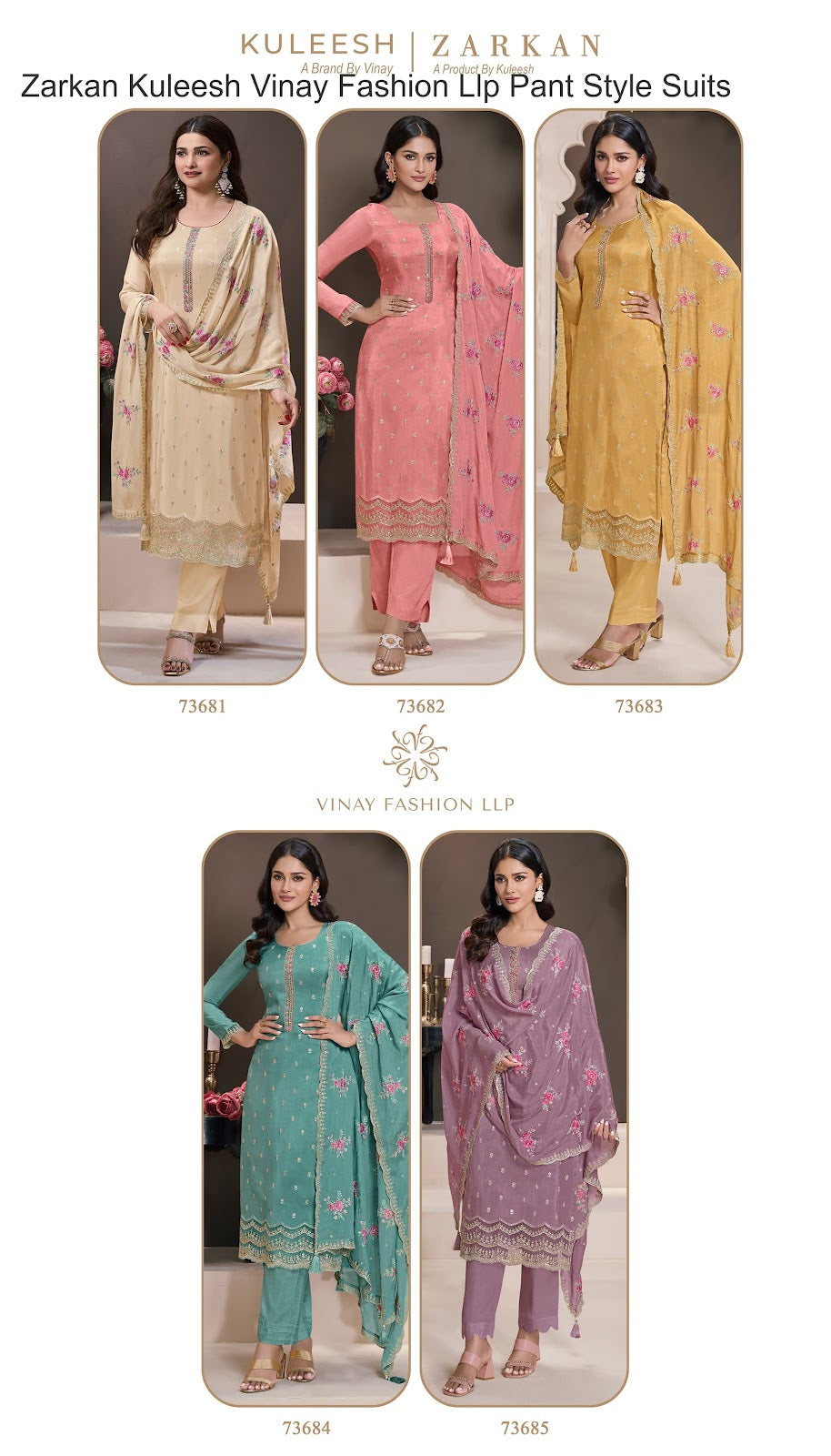 Zarkan Kuleesh Vinay Fashion Llp Silk Jacquard Pant Style Suits Wholesale Price