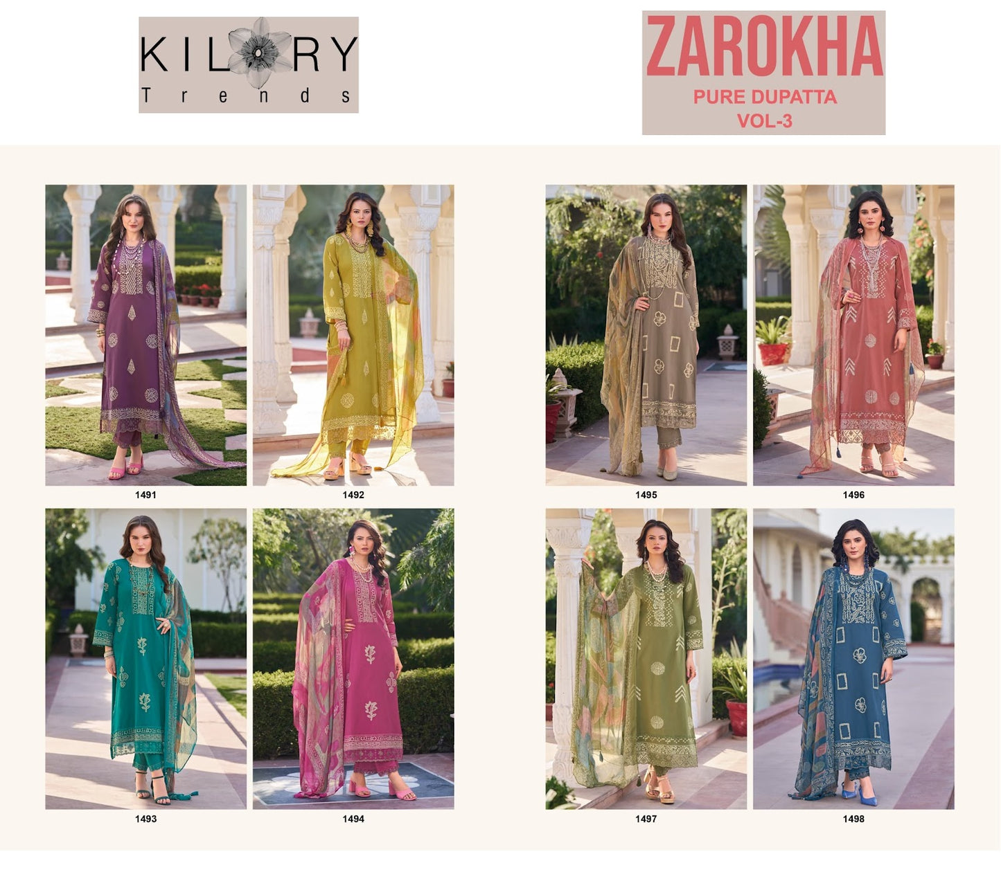 Zarokha 3 Kilory Pure Bemberg Pant Style Suits Exporter Ahmedabad