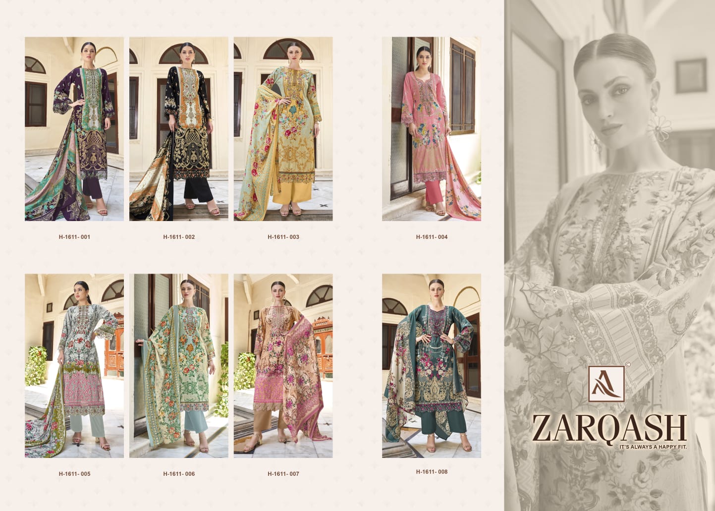 Zarqash Alok Cambric Cotton Karachi Salwar Suits Supplier India