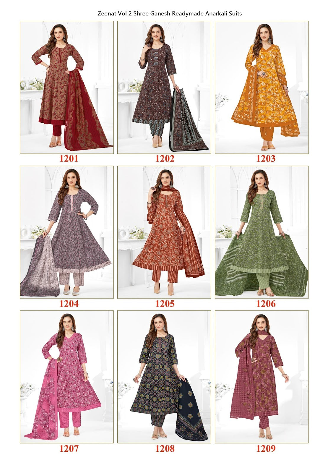 Zeenat Vol 2 Shree Ganesh Cotton Readymade Anarkali Suits Manufacturer Gujarat