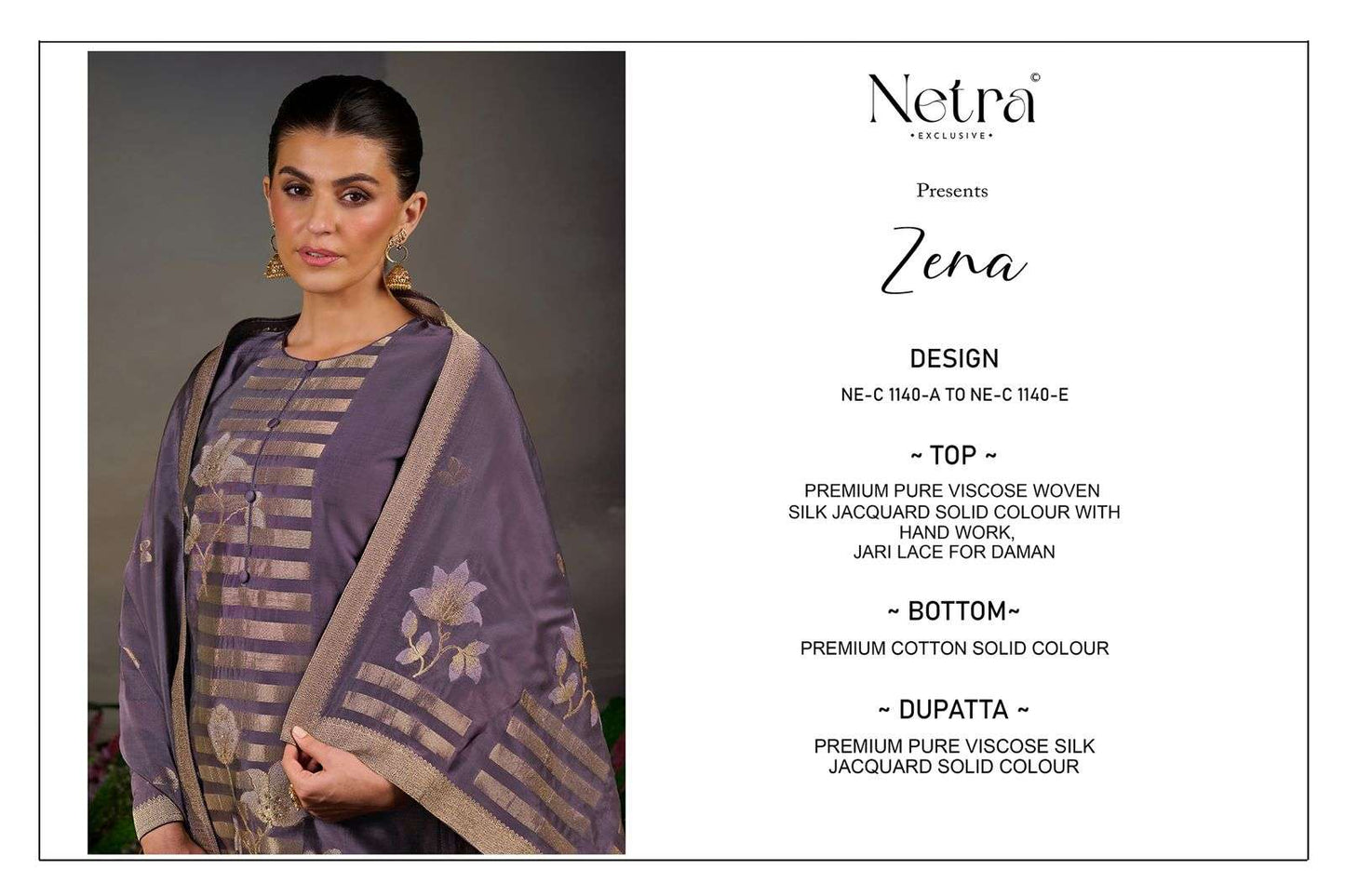 Zena Netra Premium Viscose Pant Style Suits Manufacturer India