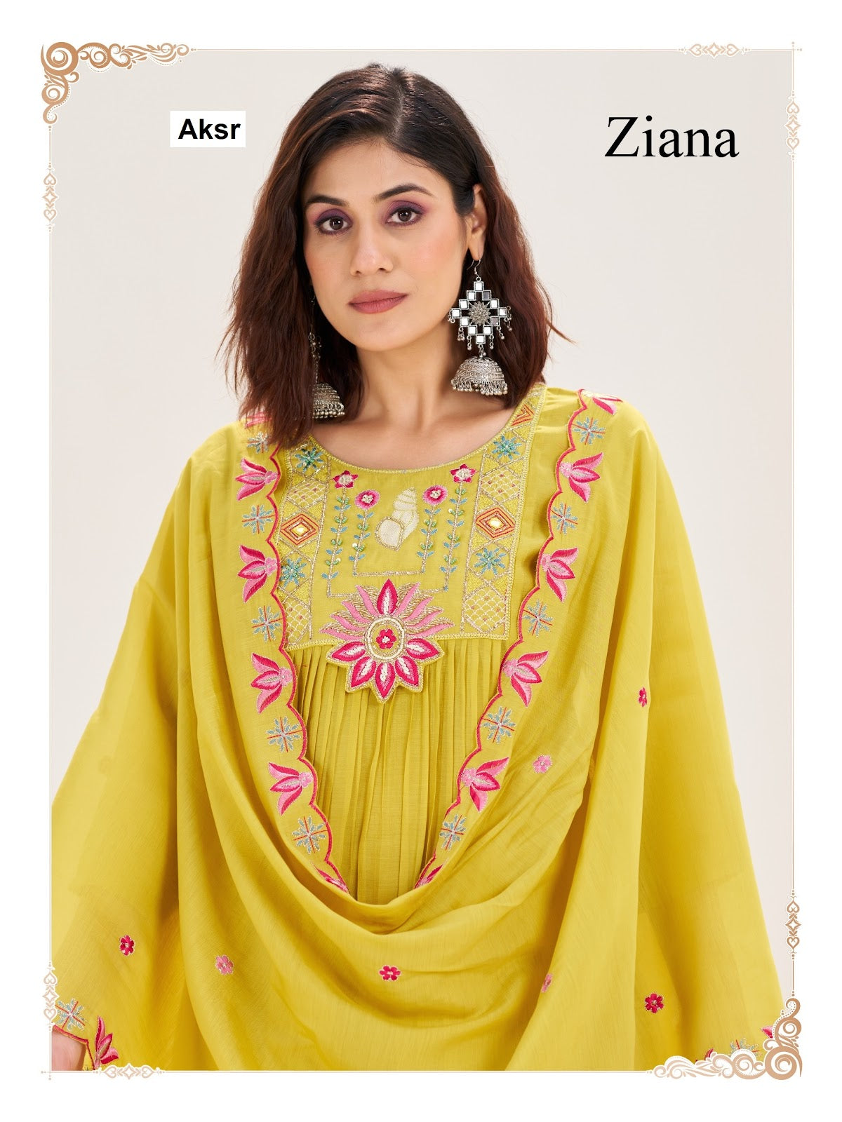 Ziana Aksr Chanderi Readymade Anarkali Suits Supplier India