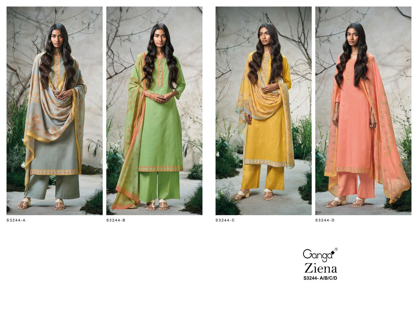 Ziena S3244 Ganga Cotton Plazzo Style Suits Wholesaler
