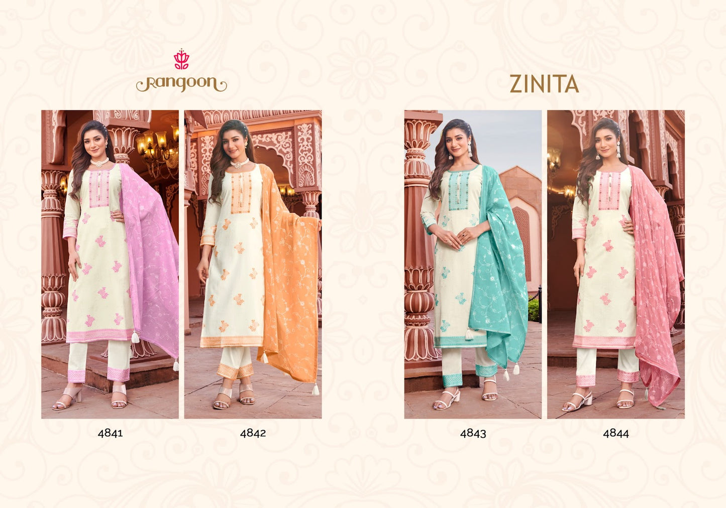 Zinita Rangoon Cotton Jacquard Readymade Pant Style Suits