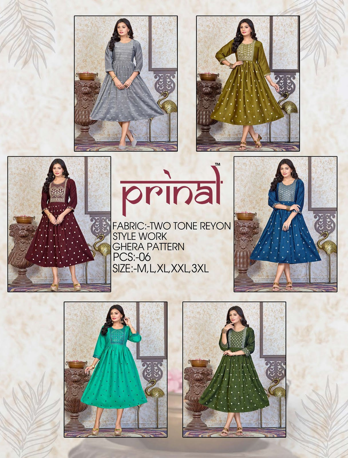 Zion Prinal Two Tone Rayon Anarkali Kurtis Wholesale