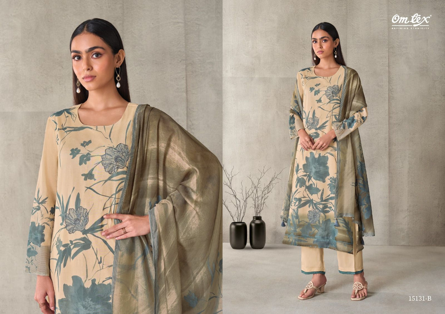 Zivanya Omtex Mal Chanderi Pant Style Suits Exporter