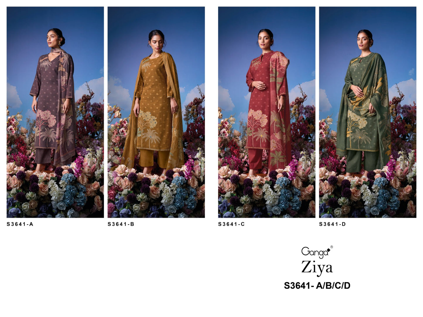 Ziya 3641 Ganga Premium Cotton Plazzo Style Suits Manufacturer Gujarat