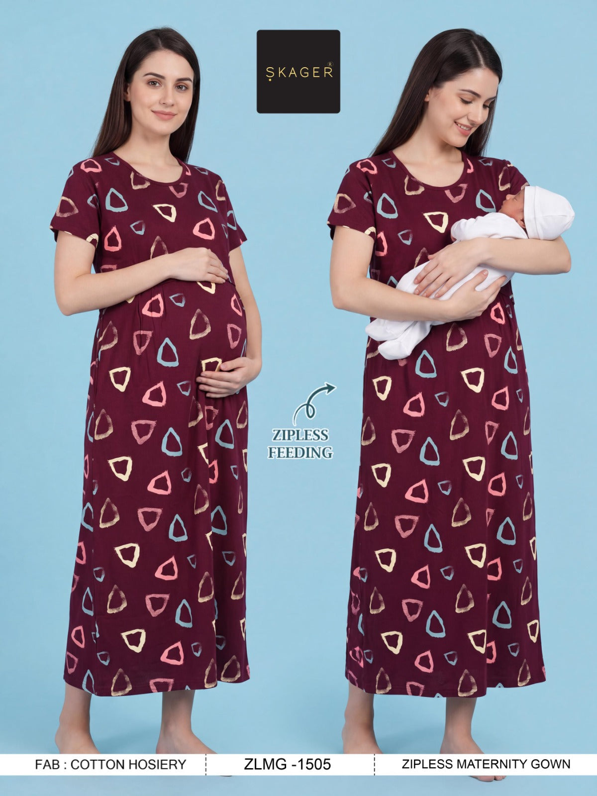 Zlmg Vol 15 Skager Cotton Feeding Night Gown Exporter Ahmedabad