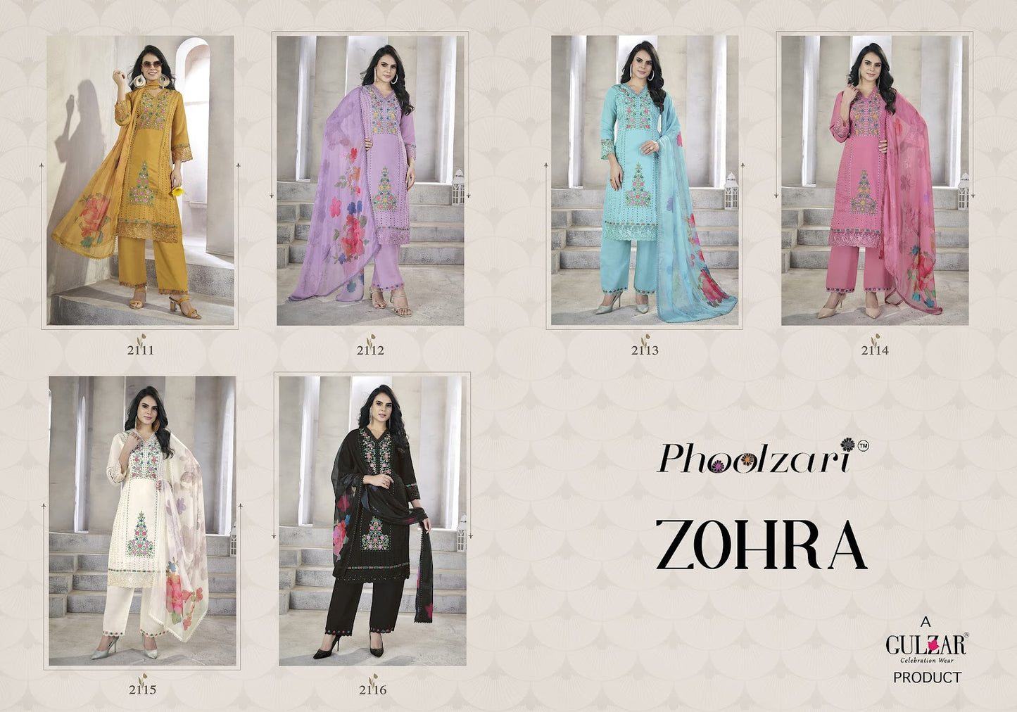 Zohra-Phoolzari Gulzar Viscose Readymade Pant Style Suits Exporter Gujarat
