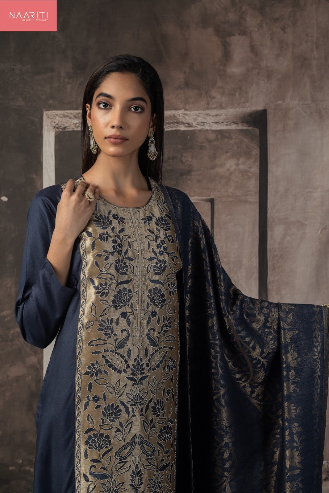 Zoori Naariti Silk Jacquard Pashmina Suits Exporter Ahmedabad
