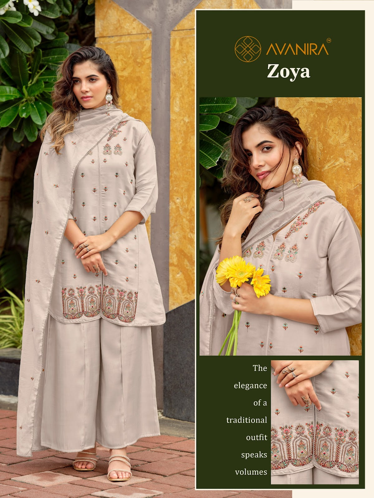 Zoya Avanira Roman Readymade Plazzo Style Suits Wholesaler Gujarat