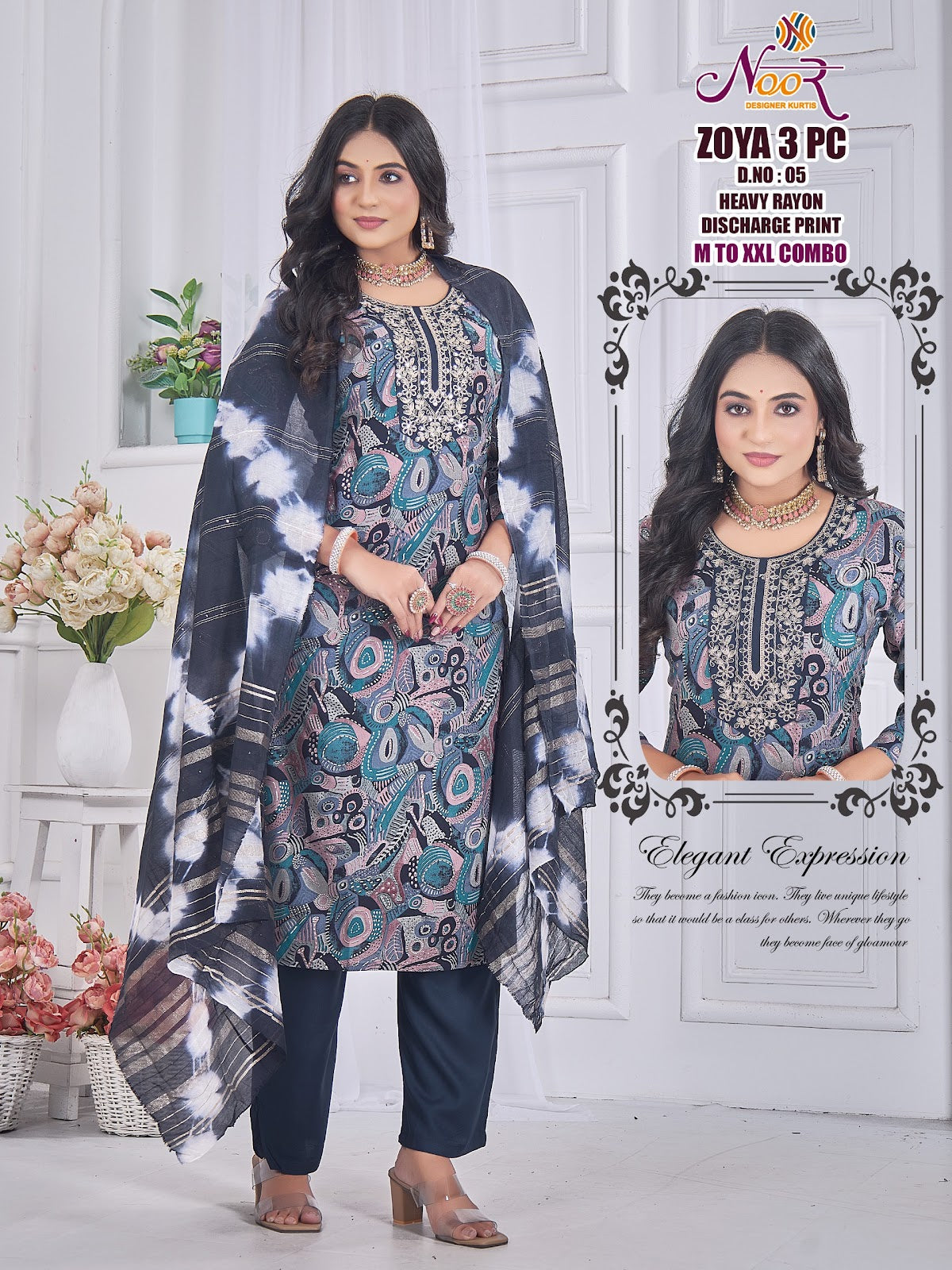 Zoya Noor Heavy Rayon Readymade Pant Style Suits Supplier Ahmedabad