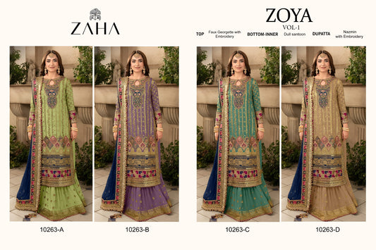 Zoya Vol 1 10263 Zaha Fox Georgette Pakistani Salwar Suits Exporter India